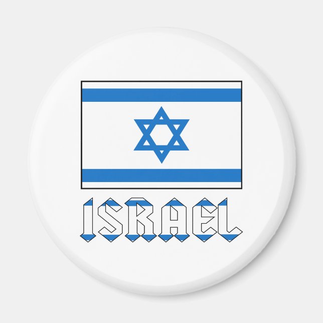 Íman Israel Flag Word ISRAEL Round (Frente)