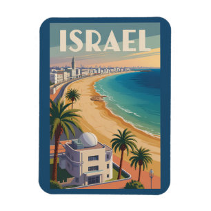 Íman Israel Tel Aviv Ilustração Viagem Arte Vintage