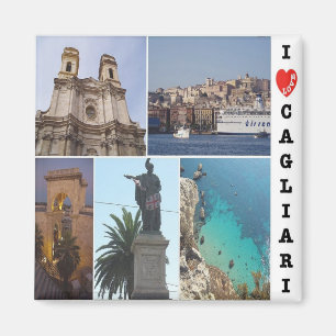 Íman IT - Itália - Cagliari - I Love - Collage Mosaic