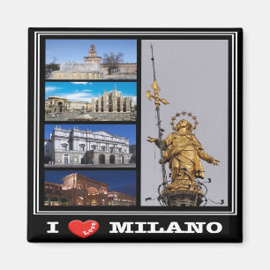 Íman IT - Itália Milão - I Love - Collage Mosaic