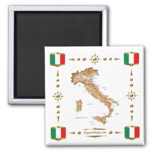 Íman Itália Map + Flagres Magnet