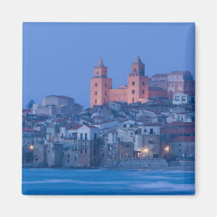 Íman Itália, Sicília, Cefalù, Vista com Duomo a partir