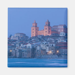 Íman Itália, Sicília, Cefalu, Vista com Duomo de