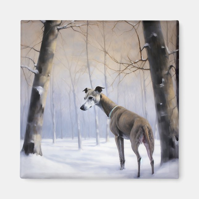 Íman Italian Greyhound Deixe Nevar Natal (Frente)