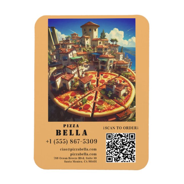Íman Italian Pizza Scan to Order QR Code Custom (Vertical)