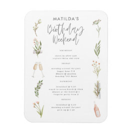 Íman itinerário de aniversário floral da Watercolor