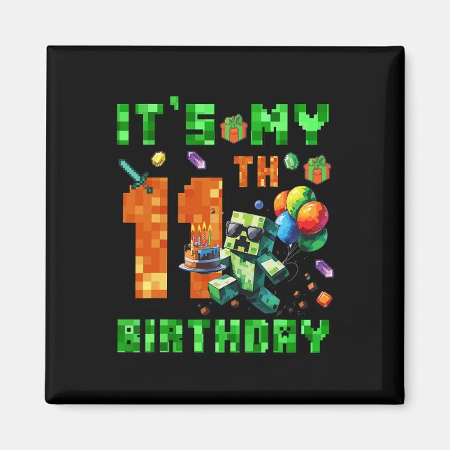 Íman It's My 11th Birthday Pixel Number Video Game Game (Frente)