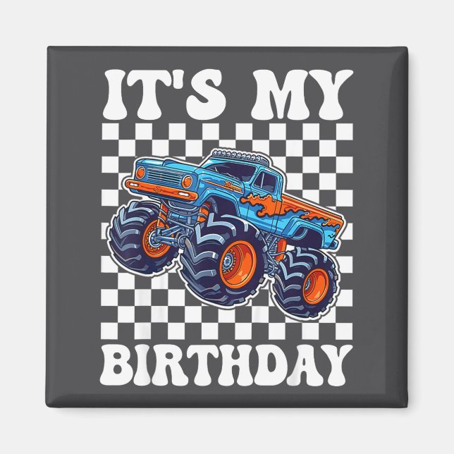 Íman It's My Birthday Boy Monster Truck Bday Party Kids (Frente)