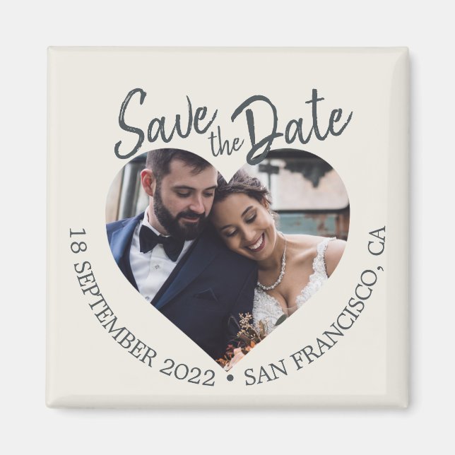 Íman Ivory Photo Modern Script Save the Date (Frente)