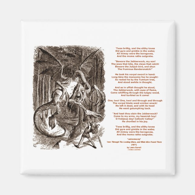 Íman Jabberwocky Poem por Lewis Carroll (Frente)
