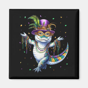 Íman Jacaré divertido do Mardi Gras dançando Carnaval