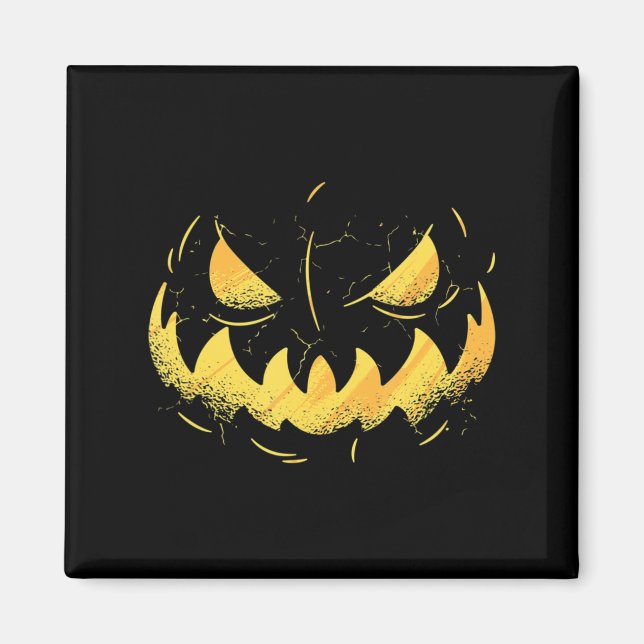 Íman Jack O Lanterna Assustado Pumpkin Esculpido No Dia (Frente)