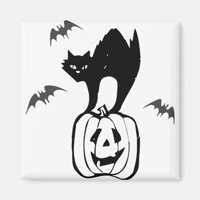 Íman Jack O Lanterna Black Cat Pumpkin Assustador (Frente)
