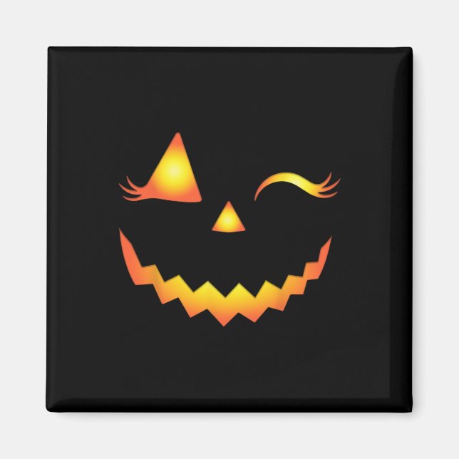 Íman Jack O Lanterna Face Pumpkin Eyelashes Hallowen Co (Frente)
