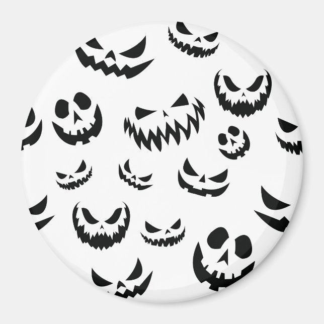 Íman Jack O Lanterna Pumpkin Rosto Preto e Branco (Frente)