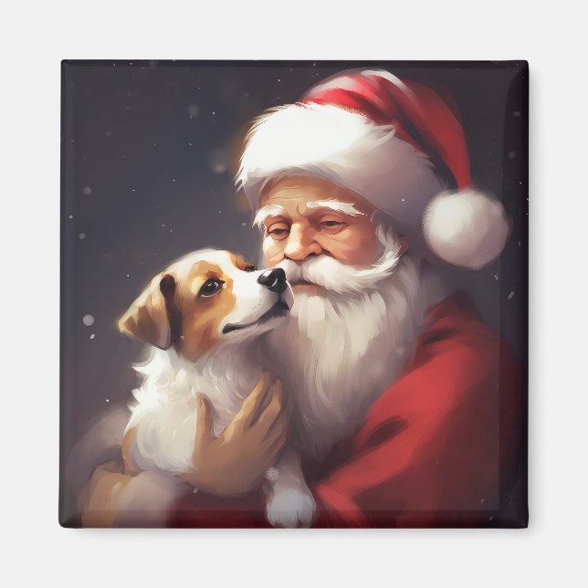 Íman Jack Russell Com Papai Noel Natal Festivo (Frente)