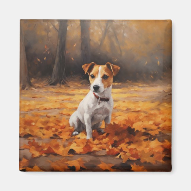 Íman Jack Russell no Outono Folhas Caem Inspiram (Frente)