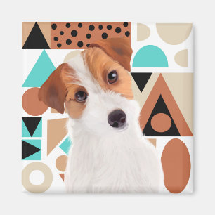 Íman Jack Russell Terrier Dog Orange Geométrico