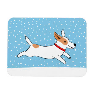 Íman Jack Russell Terrier - Feliz Cão de Neve de invern