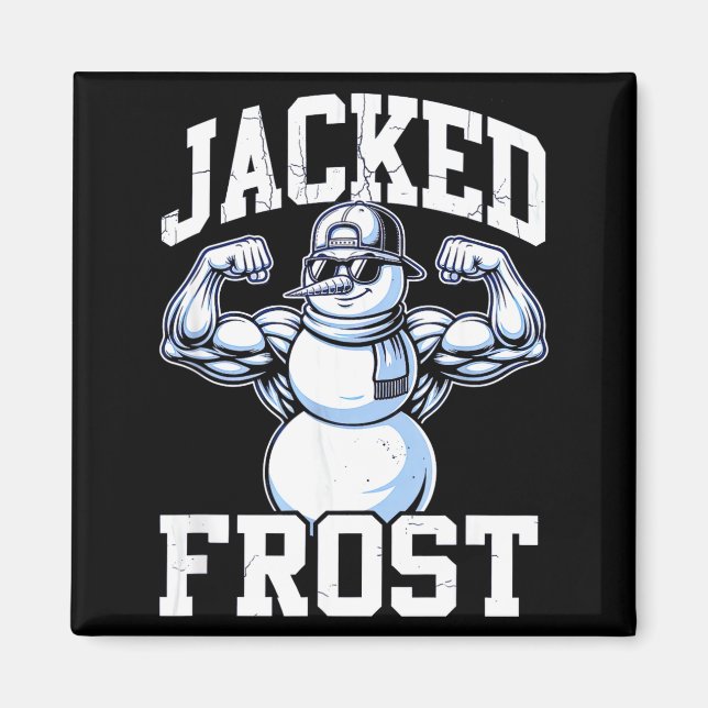 Íman Jacked Frost Muscular Snowman Vintage Gym  (Frente)