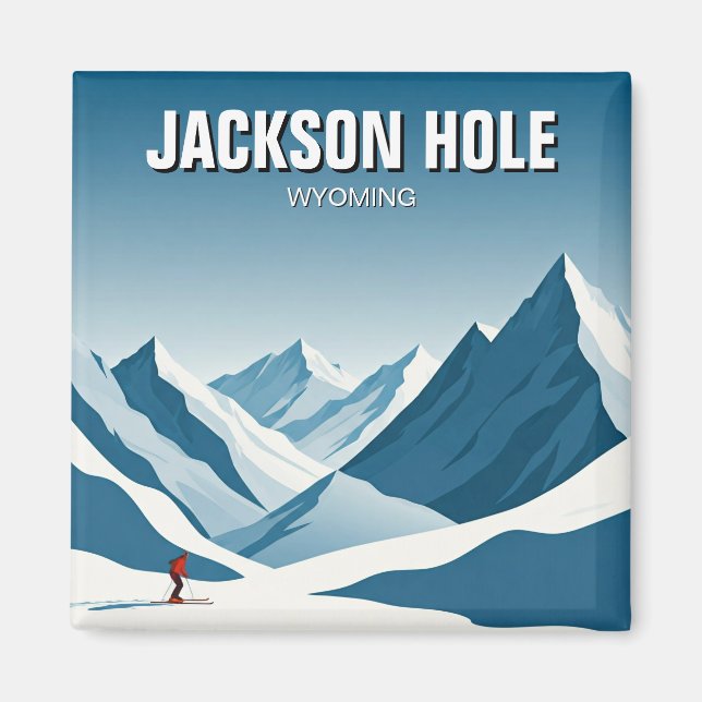 Íman Jackson Hole Skiing Skier Viagem (Frente)