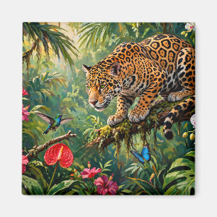 Íman Jaguar Floresta Tropical Beija-flores Borboletas F