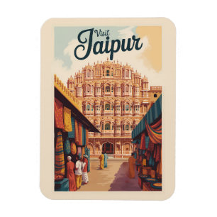 Íman Jaipur India Hawa Mahal Ilustração Viagem Art