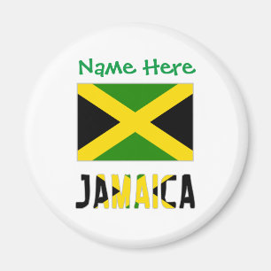 Íman Jamaica Jamaican Flag Green Personalization Round