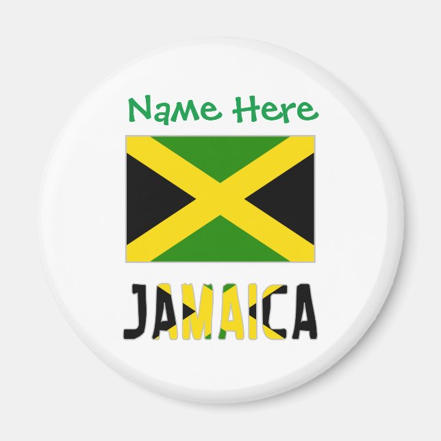 Íman Jamaica Jamaican Flag Green Personalization Round (Frente)