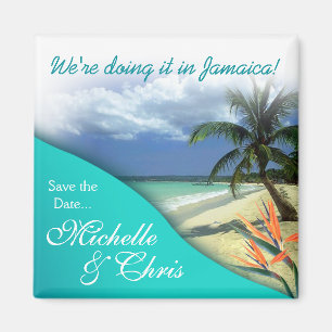 Íman Jamaica Save The Date Emerald Waters Magnet Favor