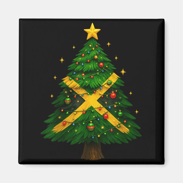 Íman Jamaican Christmas Tree Design, Festive Holiday Gr (Frente)