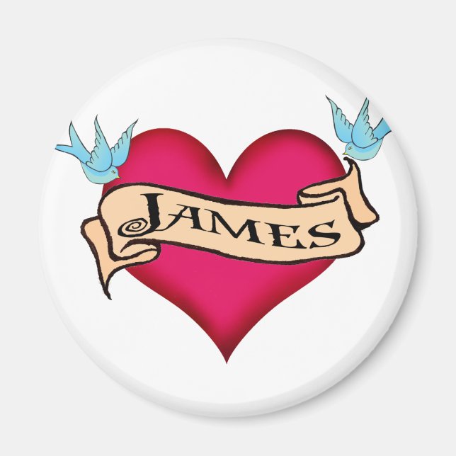 Íman James - T-shirts e presentes de tatuagem cardíaca  (Frente)