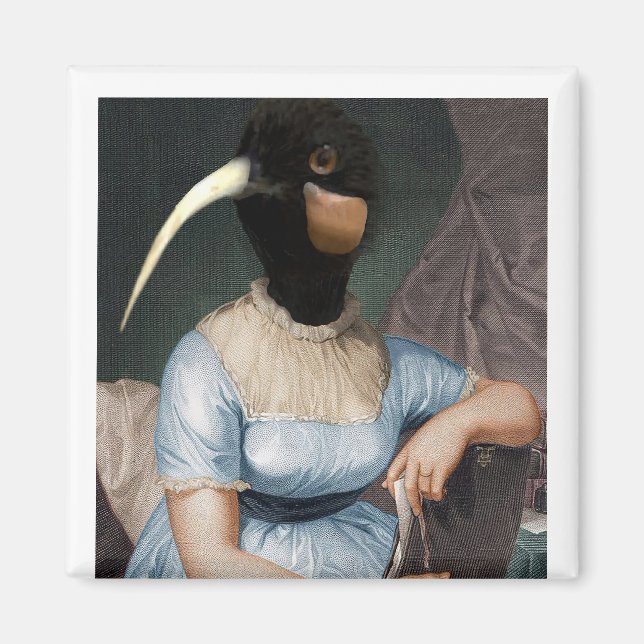 Íman Jane Austen com cabeça de pássaro (Frente)