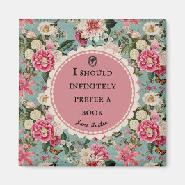 Íman Jane Austen Quote with Vintage Flowers