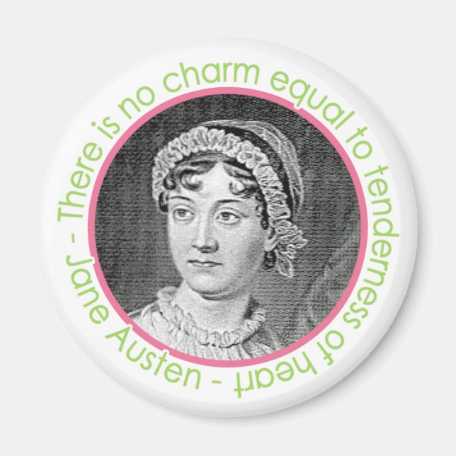 Íman Jane Austen Retrato Com Magneta De Citação (Frente)