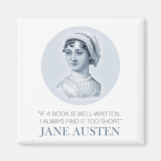 Íman Jane Austen Retrato e Citação na Leitura (Frente)