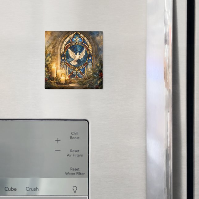 Íman Janela de Natal de Pombo de Vidro Colorido (In Situ (Fridge))