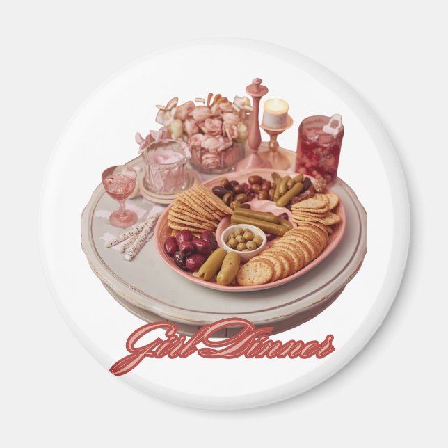 Íman Jantar de Menina Ilustração de Prato de Lanche Bon (Frente)
