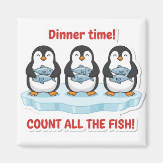 Íman Jantar dos adoráveis pinguins Contando Peixes Jogo