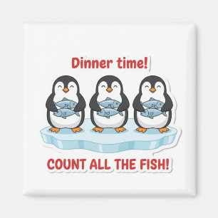 Íman Jantar dos adoráveis pinguins Contando Peixes Jogo