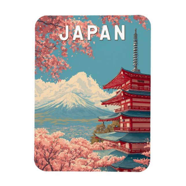 Íman Japan Illustration Travel Art Vintage (Vertical)