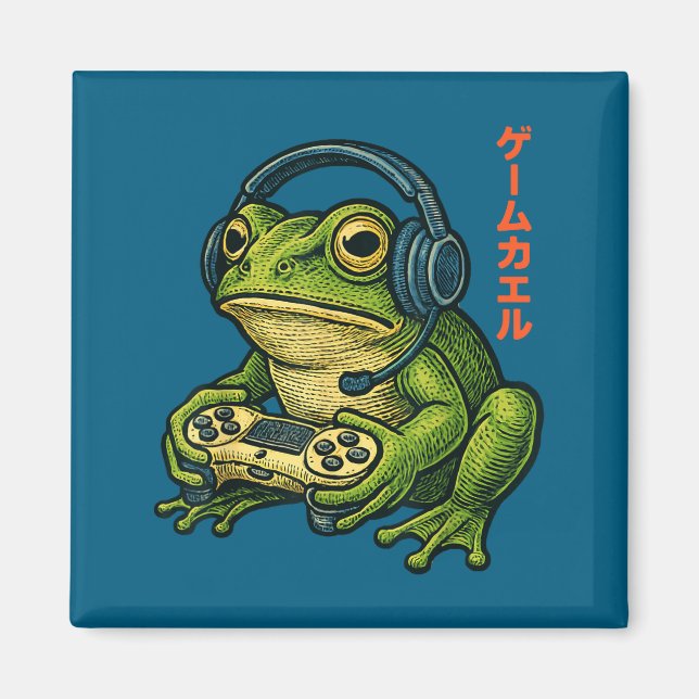 Íman Japanese Gamer Frog Art Men Women Boys Funny Vinta (Frente)