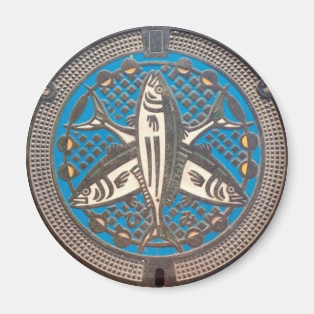 Íman Japanese Manhole Cover Arts　－Himi Yellowtail (Frente)