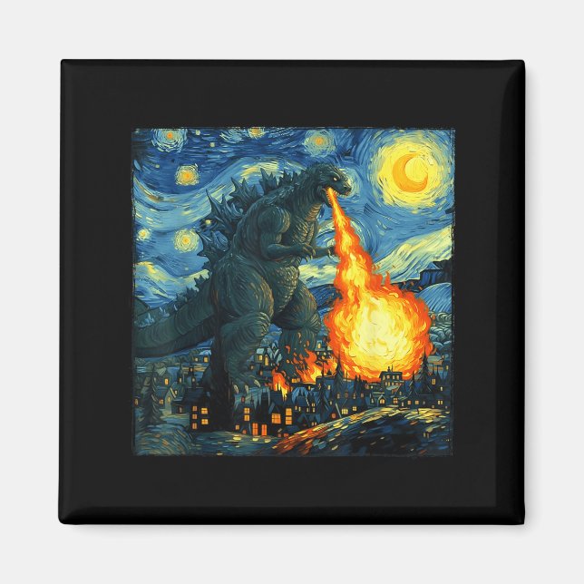 Íman Japanese Monster Kaiju Van Gogh Starry Night  (Frente)