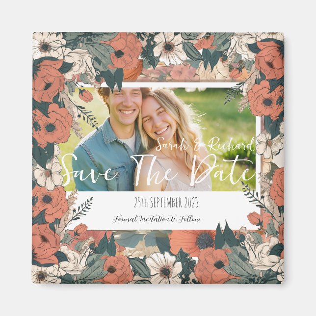 Íman Jardim Antigo Floral Salvar a Data com Foto (Frente)