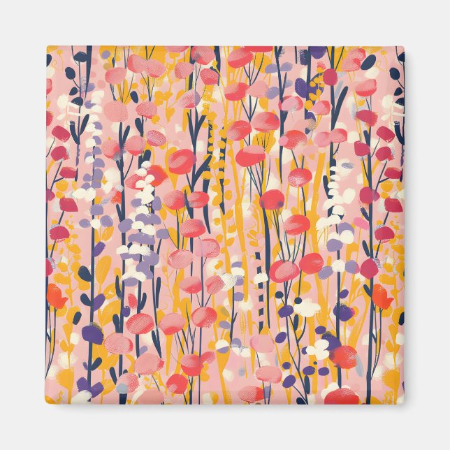 Íman Jardim Botânico Floral de Flores Silvestres Modern (Frente)