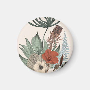 Íman Jardim Botânico Vintage - Flores Selvagens E Prote