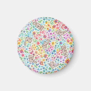 Íman Jardim Caprichoso de Pebble Gato Cinza e Floral Vi