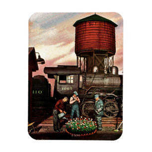 Íman Jardim da jarda do trem por Stevan Dohanos