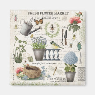 Íman Jardim das flores da fazenda francesa Modern Vinta